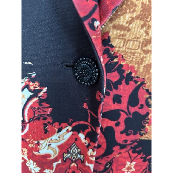 Chico's Artisanal Print Ponte Blazer Womens Size Large Red Art to Wear NWT - Picture 2 of 9